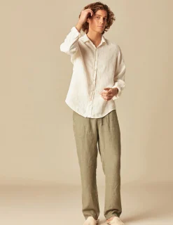 Nicoli Shirts<WHITE LINEN SHIRT Blancos