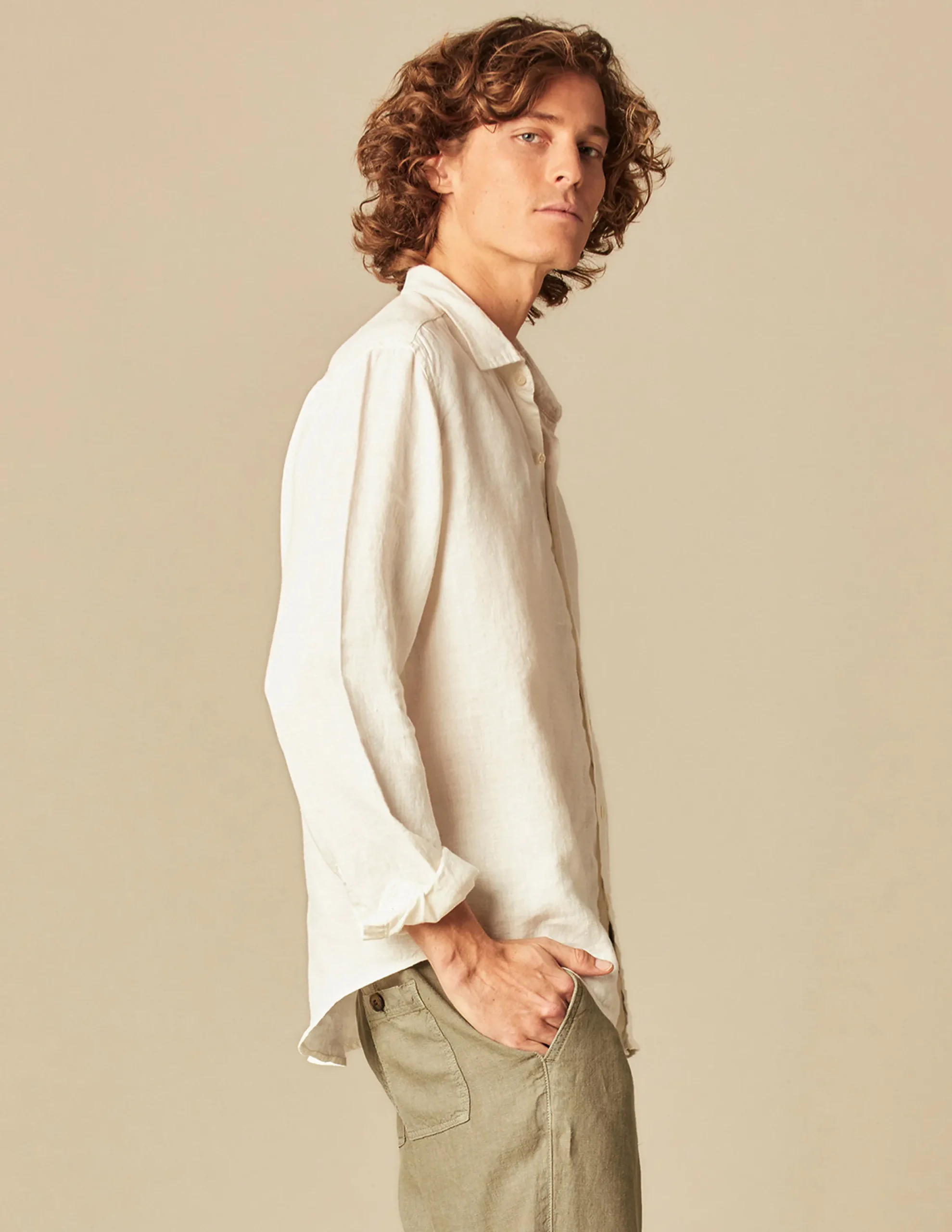Nicoli Shirts<WHITE LINEN SHIRT Blancos