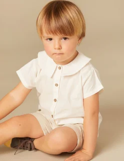 Nicoli Shirts<WHITE POINTED NECK SHIRT Blancos