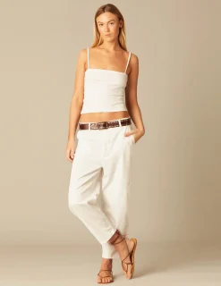 Nicoli T-shirts<White Ribbed Vest Top Grises antracitas