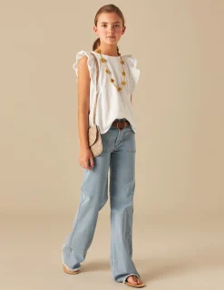 Nicoli T-shirts<WHITE RUFFLE SHIRT Blancos