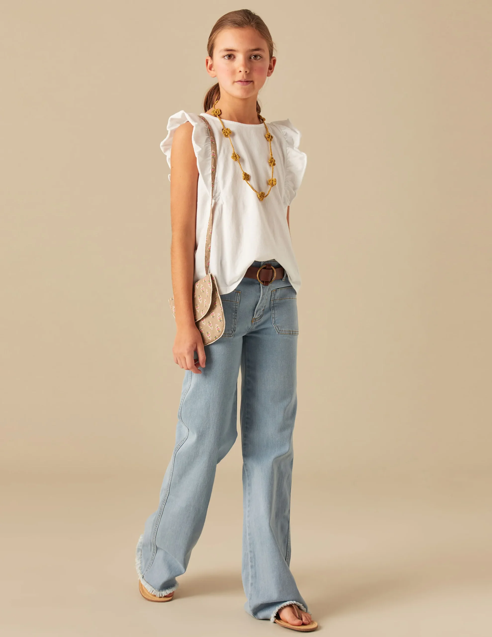 Nicoli T-shirts<WHITE RUFFLE SHIRT Blancos