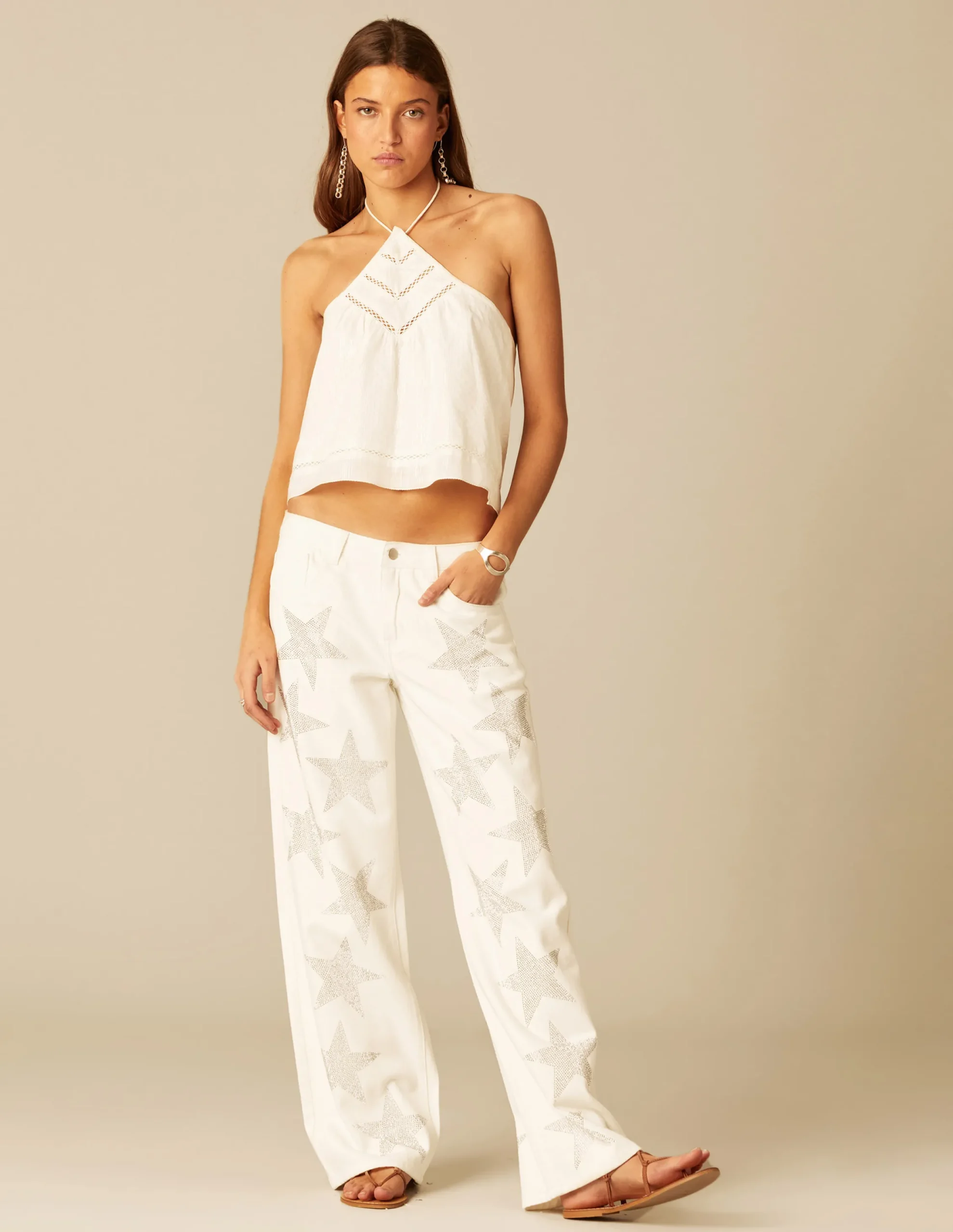 Nicoli Trousers|Denim<WHITE STAR TROUSERS Blancos