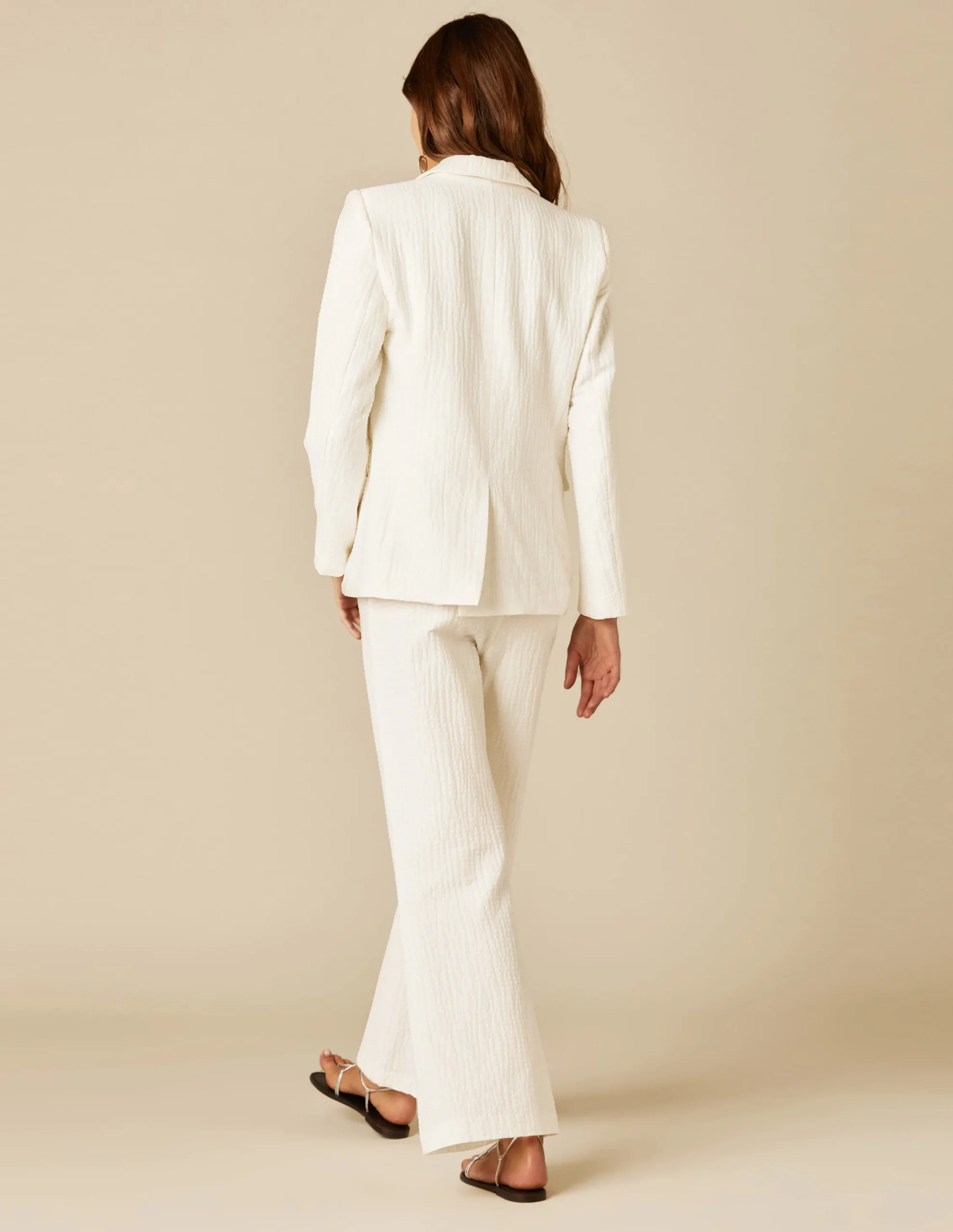 Nicoli Trousers<WHITE TEXTURED TROUSERS Blancos